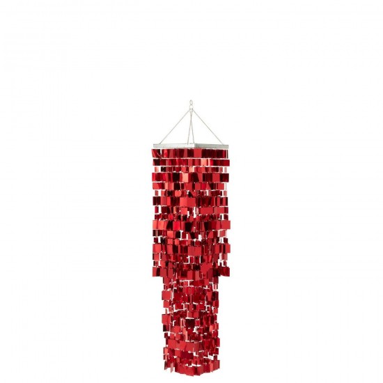 J Line Abat Jour Chandelier Carré Pvc Rouge Medium L30xB30xH122 cm Jline 56684 by Jolipa 56684.