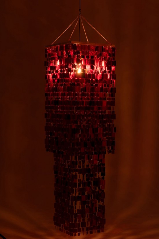 J-Line J Line lampes suspendues suspensions pendantes Jolipa Abat Jour Chandelier Carré Pvc Rouge Large.