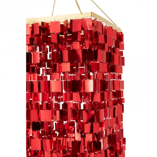 Jolipa Abat Jour Chandelier Carré Pvc Rouge Large.