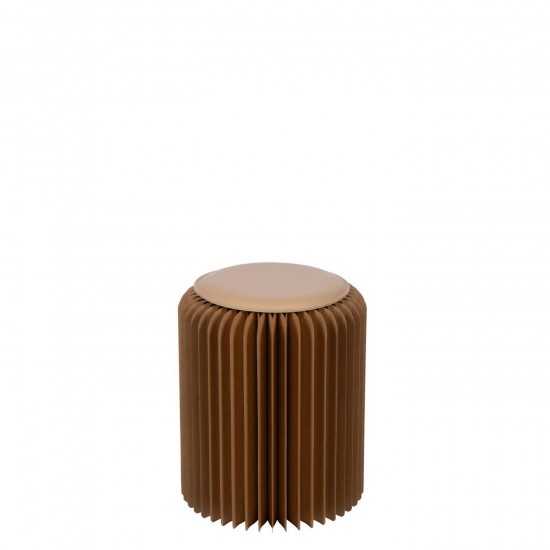 J Line Pouf Pliable Papier Camel L36xB36xH42 cm Jline 56757 by Jolipa 56757.