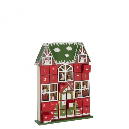 J-Line J Line calendriers calendres statuettes Jolipa Maison Calendrier De L Avent Led Contreplaqué Rouge Noël Vert Foncé.