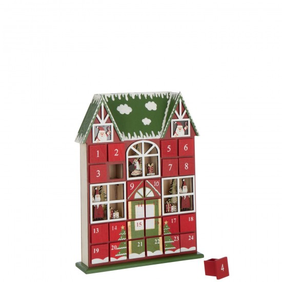 Jolipa Maison Calendrier De L Avent Led Contreplaqué Rouge Noël Vert Foncé.