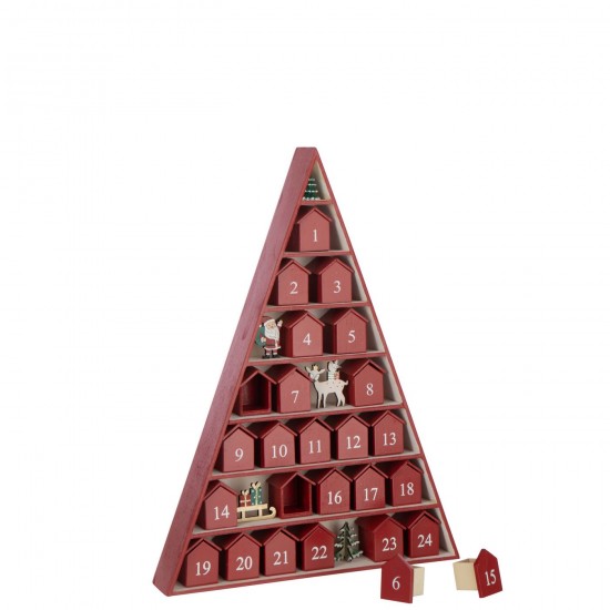 J-Line J Line calendriers calendres statuettes Jolipa Arbre House Advent Calendar Contreplaqué Rouge Noël.