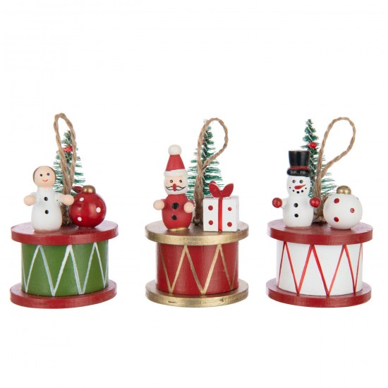 J-Line J Line pendeloques Jolipa Arbre Hangers Storage Contreplaqué Naturel Rouge Noël.