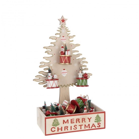 J Line Arbre Hangers Storage Contreplaqué Naturel Rouge Noël L23xB15xH42 cm Jline 56889 by Jolipa 56889.