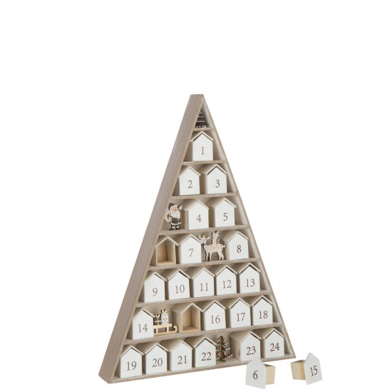 J-Line J Line calendriers calendres statuettes Jolipa Arbre House Advent Calendar Contreplaqué Blanc Naturel.