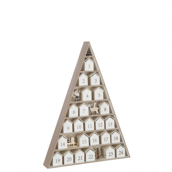 J Line Arbre House Advent Calendar Contreplaqué Blanc Naturel L32xB6xH45 cm Jline 56894 by Jolipa 56894.