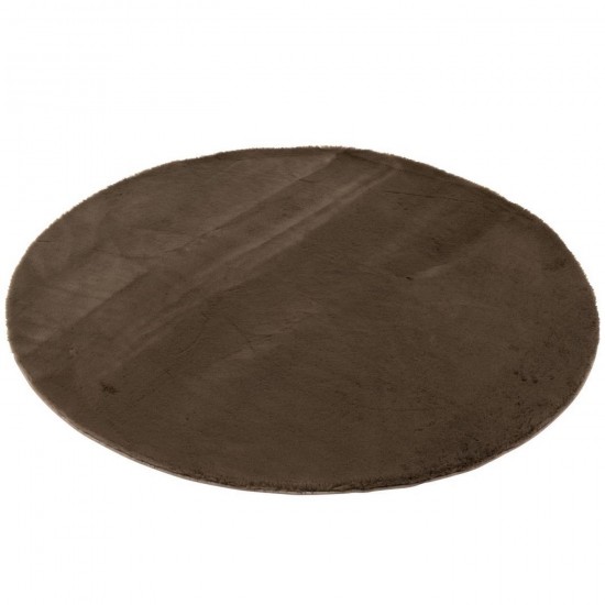 J Line Tapis Cutie Rond Polyester Marron Foncé L150xB150xH2 cm Jline 56902 by Jolipa 56902.