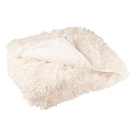 J Line Couverture Moutie Polyester Blanc L130xB180 cm Jline 56916 by Jolipa 56916.