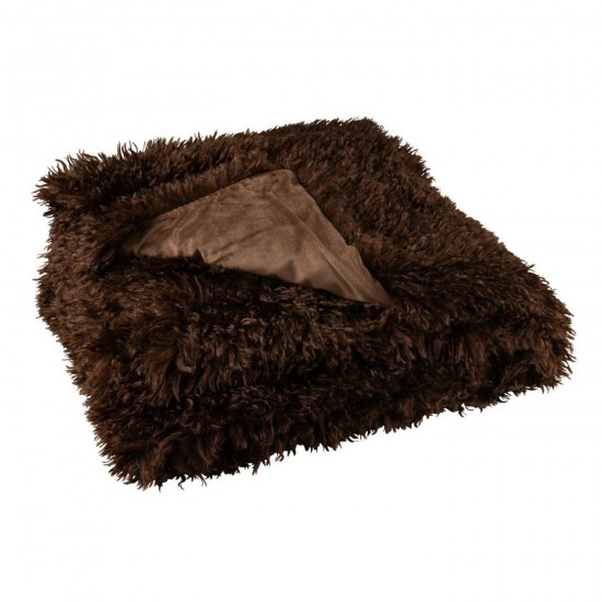 J Line Couverture Moutie Polyester Marron Foncé L130xB180 cm Jline 56922 by Jolipa 56922.