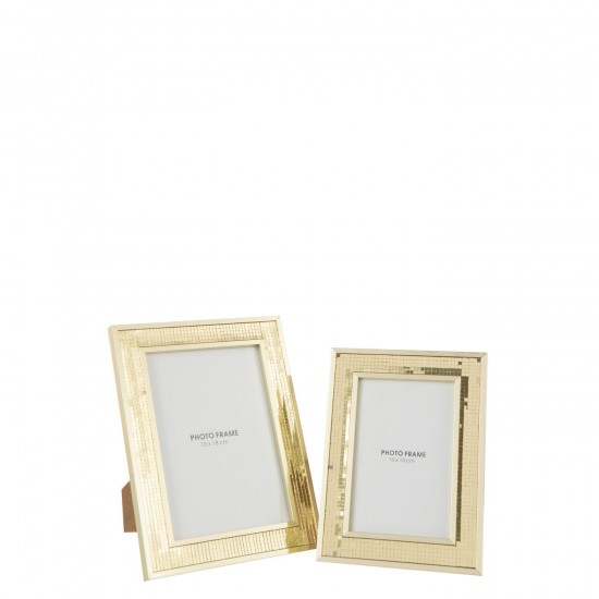 J-Line J Line Cadre photo simple Cadres photo simple Jolipa Cadre Photo Miroir 13X18Cm Verre Doré Large.
