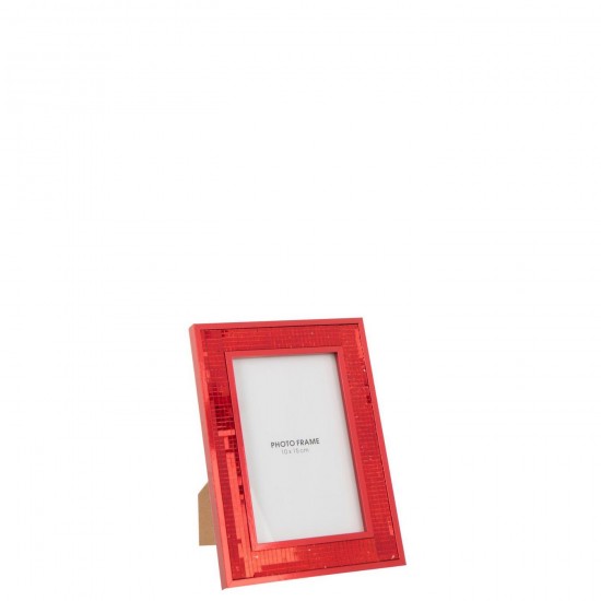J Line Cadre Photo Miroir 10X15Cm Verre Rouge Small L15xH20 cm Jline 56986 by Jolipa 56986.