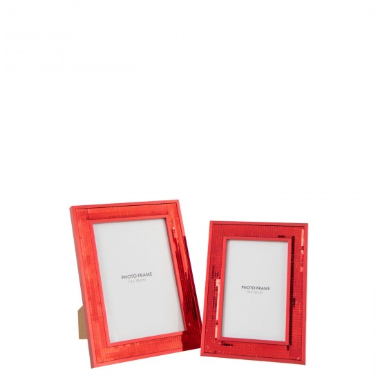 J-Line J Line Cadre photo simple Cadres photo simple Jolipa Cadre Photo Miroir 13X18Cm Verre Rouge Large.