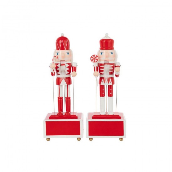 J Line Casse Noisette Musique Bois De Pin Rouge Blanc L11xB9xH32 cm Jline 56997 by Jolipa 56997 Assortiment de 2 pcs.