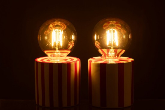 J-Line J Line Lampes LED Lampe LED Jolipa Lampe De Table Ligné Dolomite Rouge Blanc Assortiment De 2.