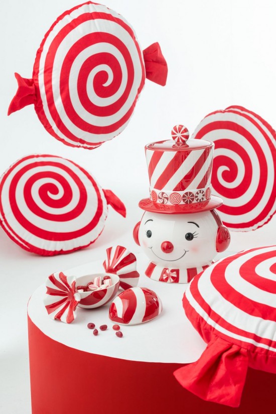 Jolipa Coussin Bonbon Polyester Rouge Blanc.