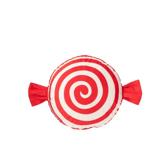 J Line Coussin Bonbon Polyester Rouge Blanc L45xB45xH15 cm Jline 57006 by Jolipa 57006.