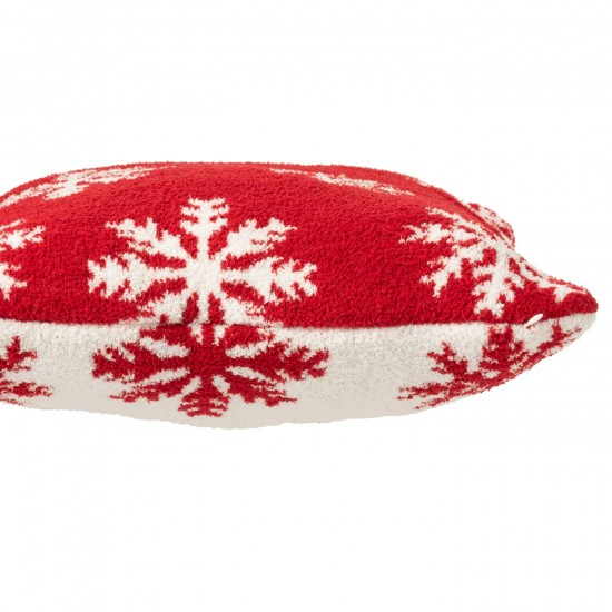 J-Line J Line coussins Jolipa Coussin Flocons De Neige Polyester Rouge Blanc.