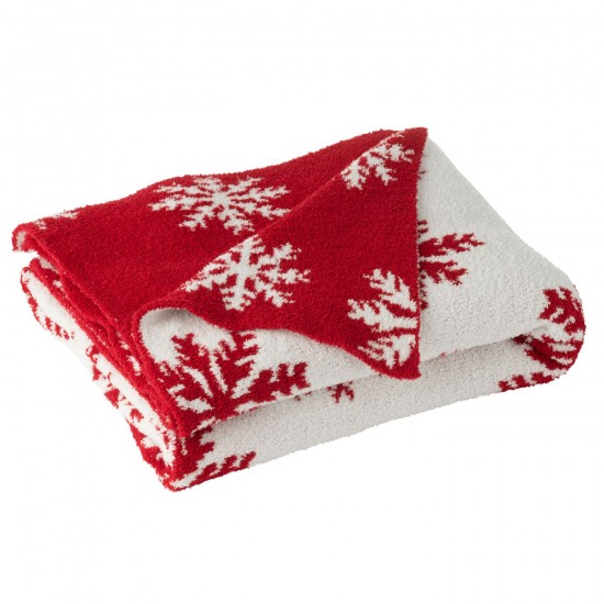 Jolipa Couverture Flocons De Neige Polyester Rouge Blanc.