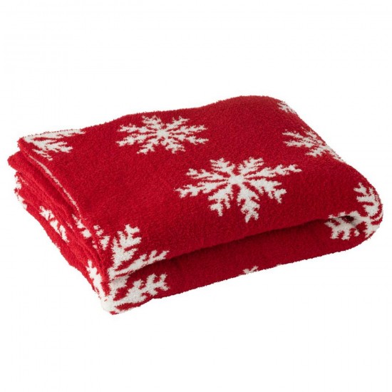 J Line Couverture Flocons De Neige Polyester Rouge Blanc L130xB170 cm Jline 57008 by Jolipa 57008.