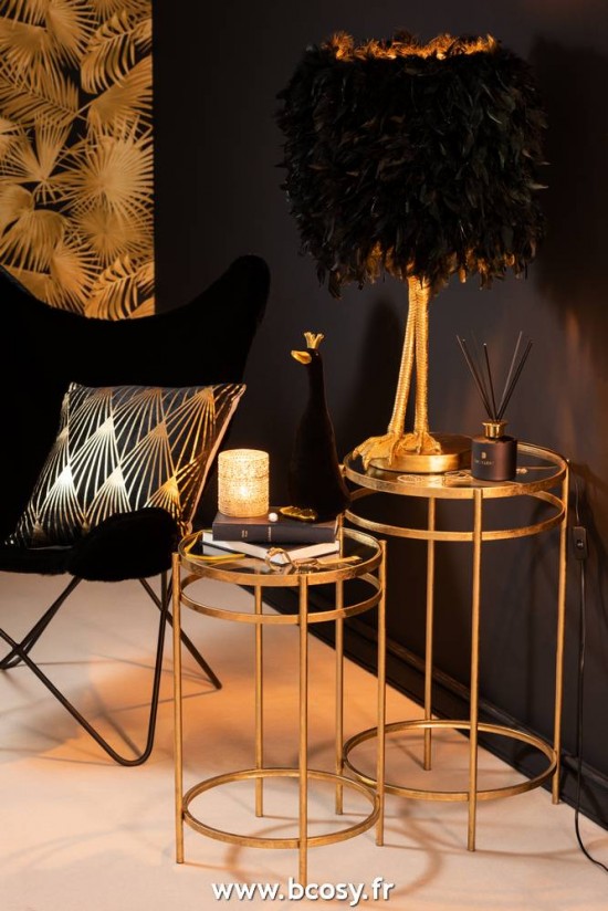 Jolipa Set De 2 Tables Gigognes Laure Miroir Fer Or.