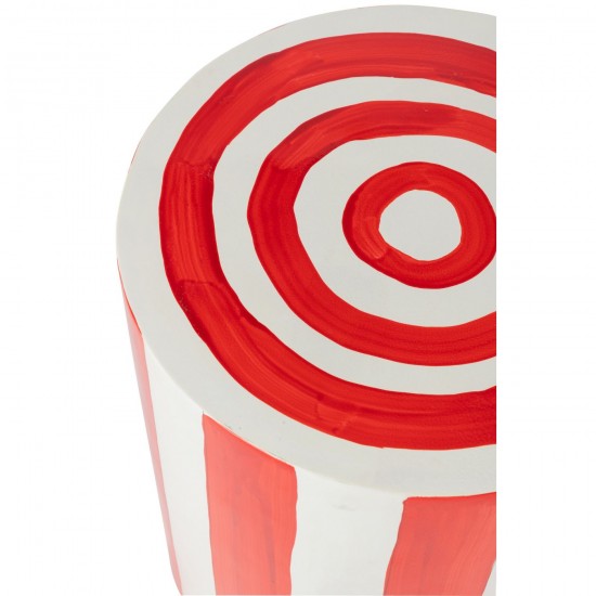 J-Line J Line tables d appoint bouts de canapé Jolipa Set De 2 Table D Appoint Ligné Oxyde De Magnésium Rouge Blanc.