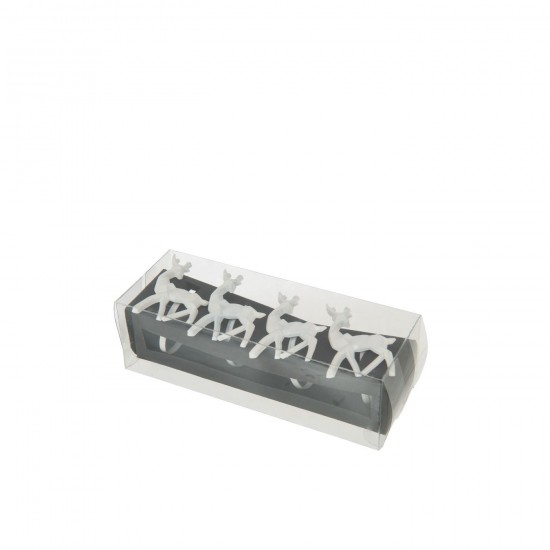 Jolipa Boite De 4 Rond De Serviette Renne Fer Blanc.