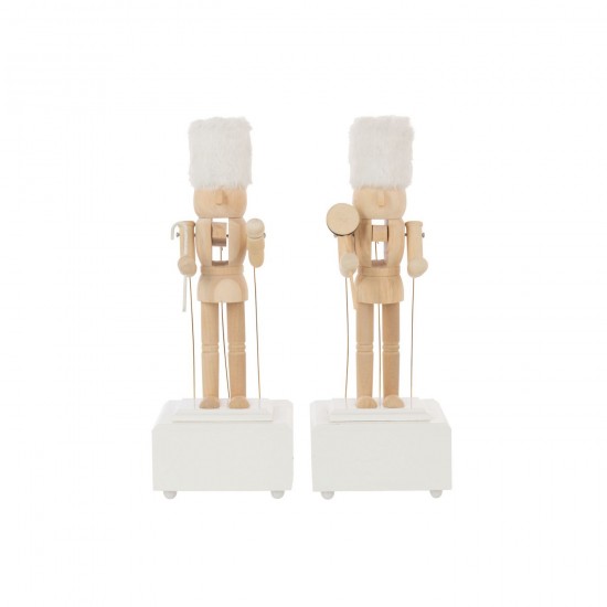J-Line J Line Gens personnes Jolipa Casse Noisette Musique Bois De Pin Naturel Blanc Assortiment De 2.