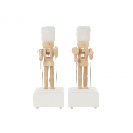 J Line Casse Noisette Musique Bois De Pin Naturel Blanc L11xB9xH32 cm Jline 57024 by Jolipa 57024 Assortiment de 2 pcs.
