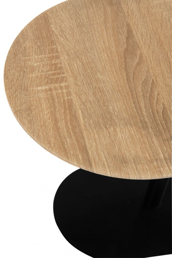 J-Line J Line tables d appoint bouts de canapé Jolipa Set De 2 Table D Appoint Rond Fer Noir Naturel.