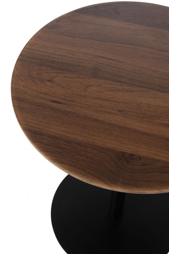 J-Line J Line tables d appoint bouts de canapé Jolipa Set De 2 Table D Appoint Rond Fer Noir Marron Foncé.