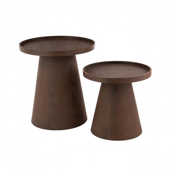 J Line Set De 2 Table D'Appoint Rond Mdf Marron Foncé L45xB45xH50 cm Jline 57032 by Jolipa 57032.