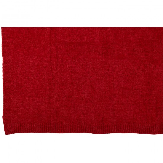 J-Line J Line Jolipa Couverture Chenille Polyester Rouge Noël.