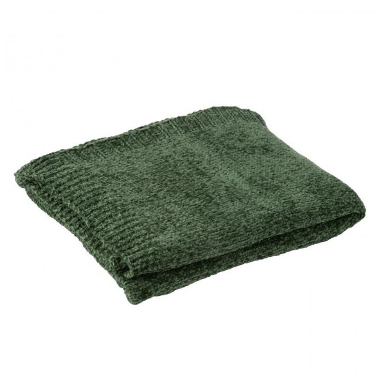 J Line Couverture Chenille Polyester Vert Foncé L130xB170 cm Jline 57039 by Jolipa 57039.