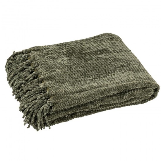 J Line Couverture Chenille Polyester Vert Foncé L130xB170 cm Jline 57067 by Jolipa 57067.
