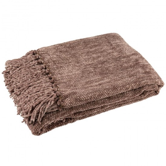J Line Couverture Chenille Polyester Marron Foncé L130xB170 cm Jline 57068 by Jolipa 57068.