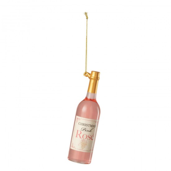 J Line Suspension Bouteille De Vin Verre Rose Doré L4xB4xH13 cm Jline 57070 by Jolipa 57070.