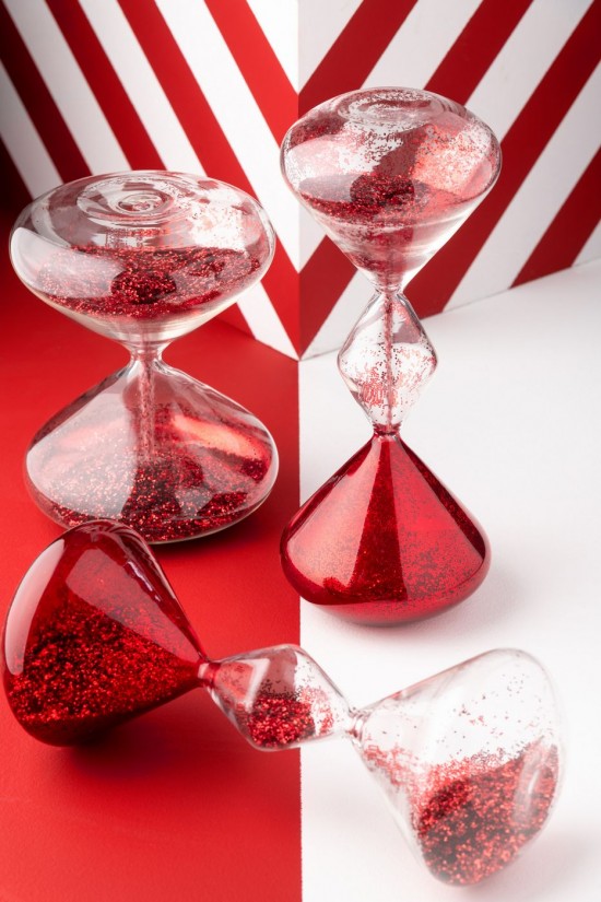 Jolipa Sablier Paillettes Verre Rouge.