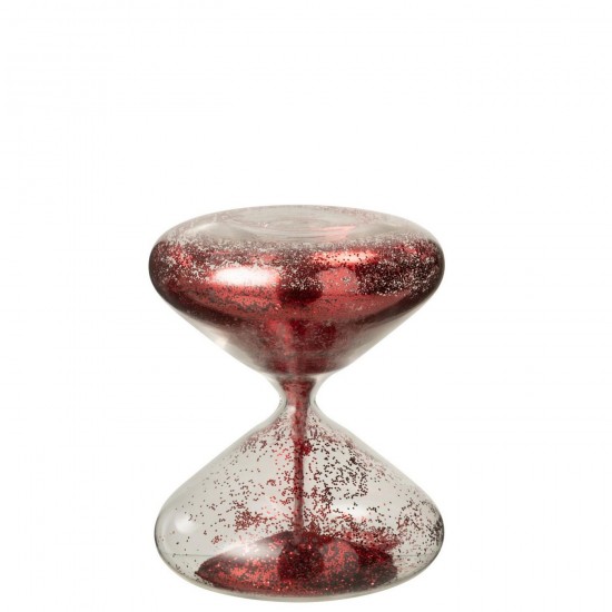 J Line Sablier Paillettes Verre Rouge L15xB15xH18 cm Jline 57140 by Jolipa 57140.