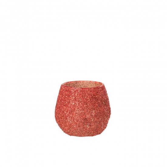 J Line Photophore Verre Rouge Noël Small L11xB11xH10 cm Jline 57152 by Jolipa 57152.
