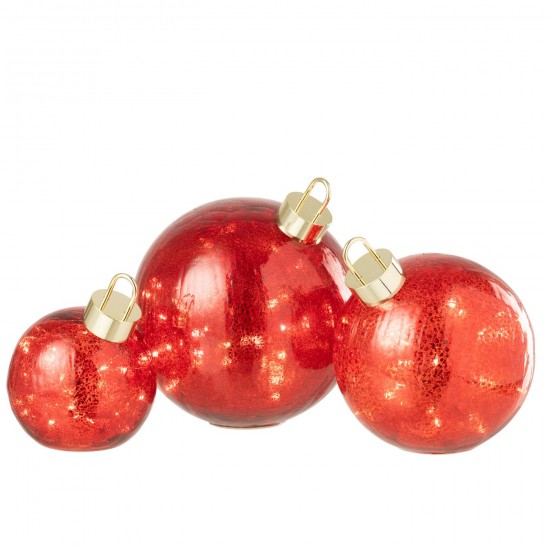 J-Line J Line boules de noel Boule De Noël Led Verre Rouge Noël Large.