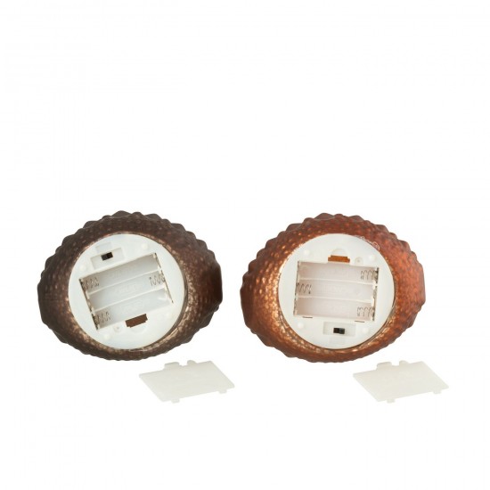 Jolipa Hibou Led Verre Marron Foncé Rouille Assortiment De 2.