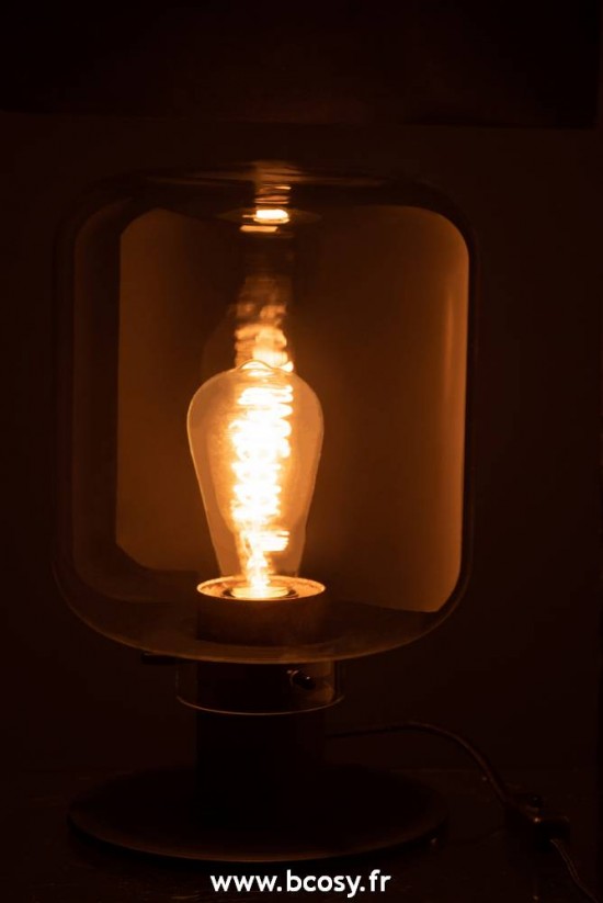 J-Line Éclairage Armatures Luminaires D'intérieur Pieds De Lampe Avec Abat Jour Lampes De Table Jolipa Jline Lampe Table Kiyu Verre Acier Transparant Noir