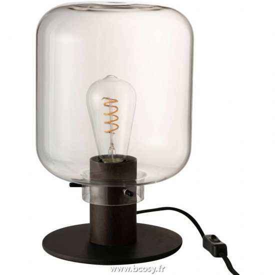 J Line Lampe Table Kiyu Verre Acier Transparant Noir 31H Jline 5720 by Jolipa 5720