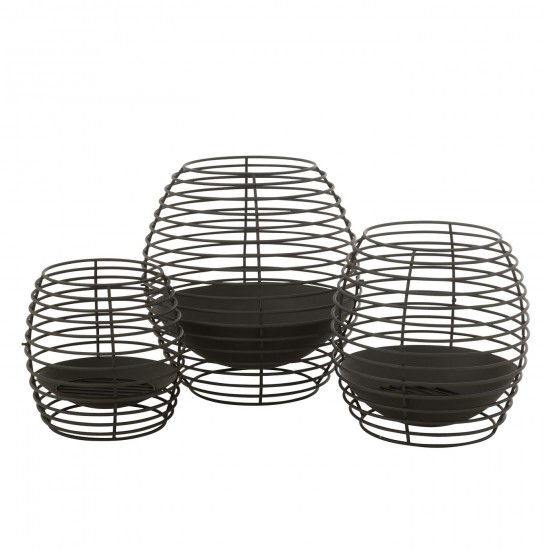 J-Line J Line braseros feux foyers de jardin d extérieur Jolipa Brasero Rond Rings Fer Noir Large.