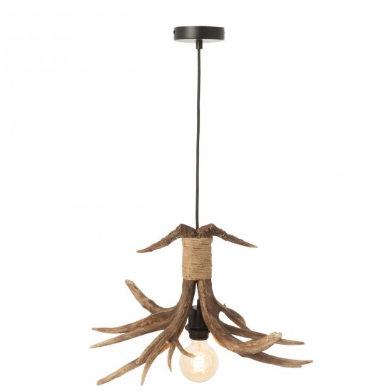 J-Line J Line lampes suspendues suspensions pendantes Jolipa Plafonnier Antlers Polyrésine Marron Small.