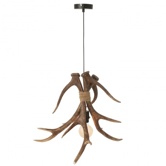 J-Line J Line lampes suspendues suspensions pendantes Jolipa Plafonnier Antlers Polyrésine Marron Large.