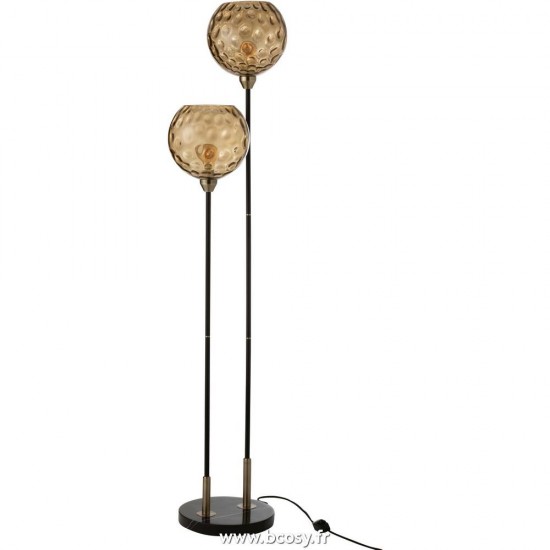 Jolipa Jline Pied Lampe Sur Pied Bollie Acier Marbre Noir