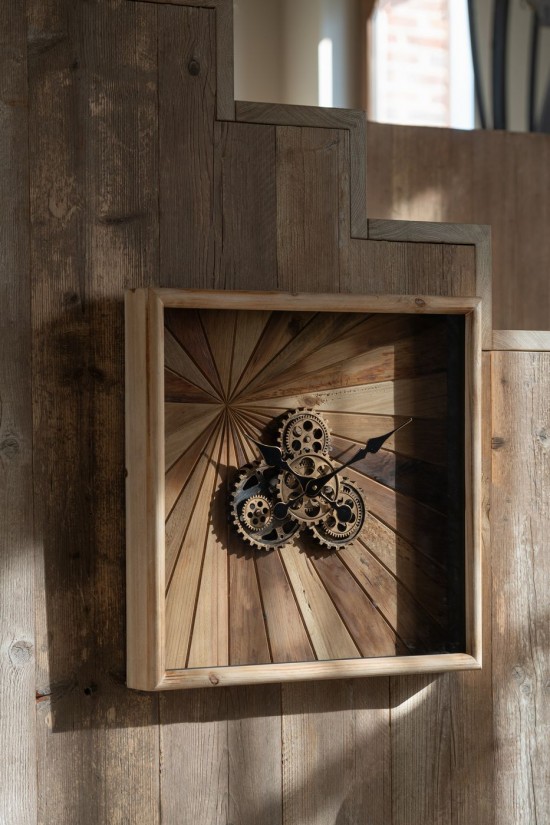 J-Line J Line horloges murales Horloge Murale Carré Mdf Naturel Large.