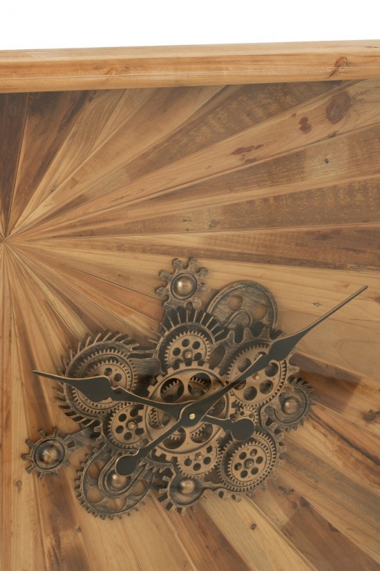 J-Line J Line horloges murales Jolipa Horloge Murale Carré Mdf Naturel Large.